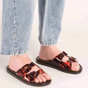 MELISSA Brown Tortoise Jelly Slide Sandals Size 8